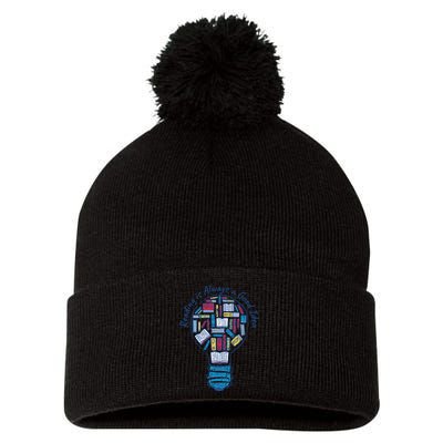 Reading Is Always A Good Idea Lightbulb Pom Pom 12in Knit Beanie