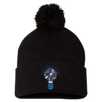 Reading Is Always A Good Idea Lightbulb Pom Pom 12in Knit Beanie