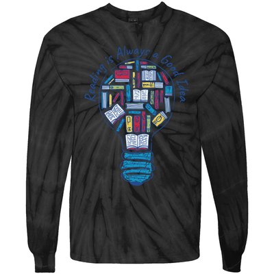 Reading Is Always A Good Idea Lightbulb Tie-Dye Long Sleeve Shirt