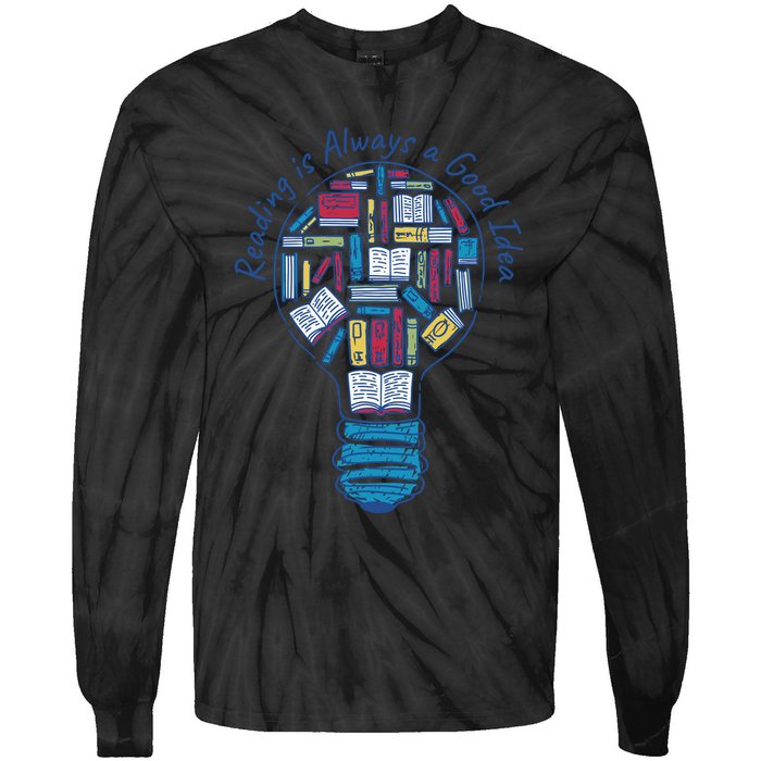 Reading Is Always A Good Idea Lightbulb Tie-Dye Long Sleeve Shirt