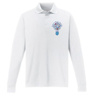Reading Is Always A Good Idea Lightbulb Performance Long Sleeve Polo