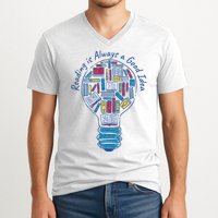 Reading Is Always A Good Idea Lightbulb V-Neck T-Shirt
