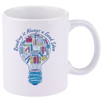 Reading Is Always A Good Idea Lightbulb 11oz C Handle Ceramic Mug