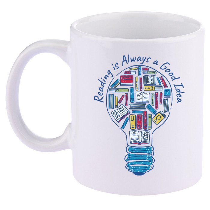 Reading Is Always A Good Idea Lightbulb 11oz C Handle Ceramic Mug