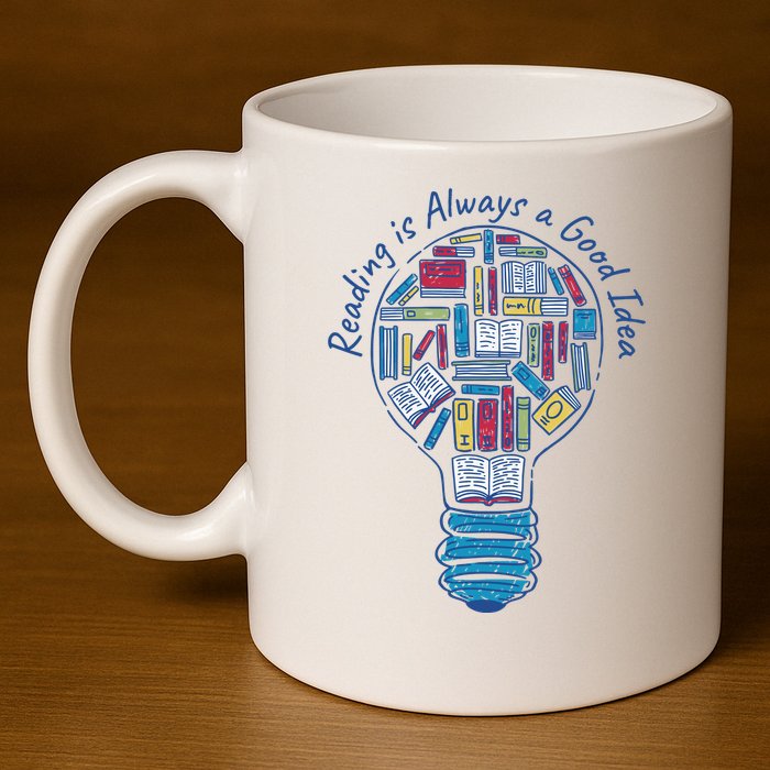 Reading Is Always A Good Idea Lightbulb 11oz C Handle Ceramic Mug