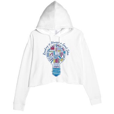 Reading Is Always A Good Idea Lightbulb Crop Fleece Hoodie