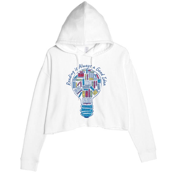 Reading Is Always A Good Idea Lightbulb Crop Fleece Hoodie
