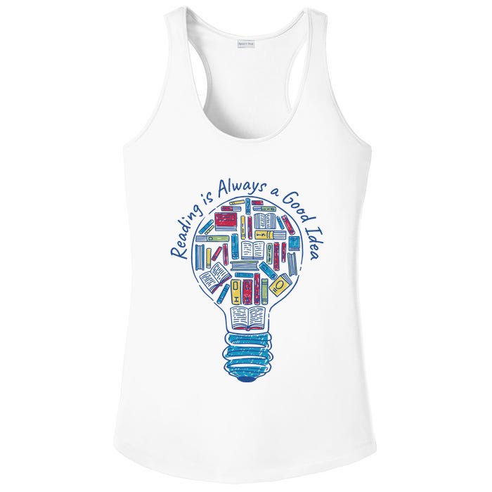 Reading Is Always A Good Idea Lightbulb Ladies PosiCharge Competitor Racerback Tank