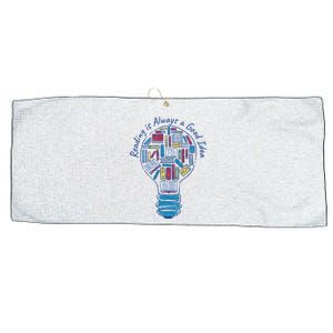 Reading Is Always A Good Idea Lightbulb Large Microfiber Waffle Golf Towel