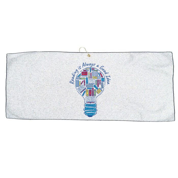 Reading Is Always A Good Idea Lightbulb Large Microfiber Waffle Golf Towel