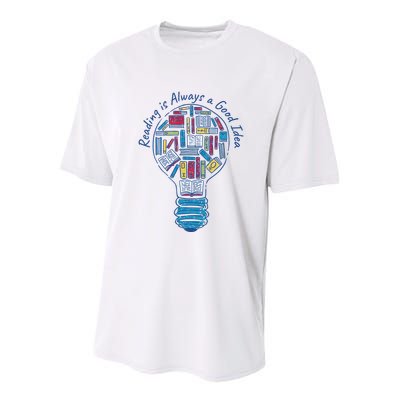 Reading Is Always A Good Idea Lightbulb Youth Performance Sprint T-Shirt