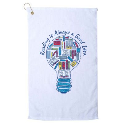 Reading Is Always A Good Idea Lightbulb Platinum Collection Golf Towel