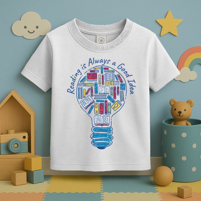Reading Is Always A Good Idea Lightbulb Toddler T-Shirt