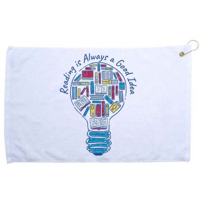 Reading Is Always A Good Idea Lightbulb Grommeted Golf Towel