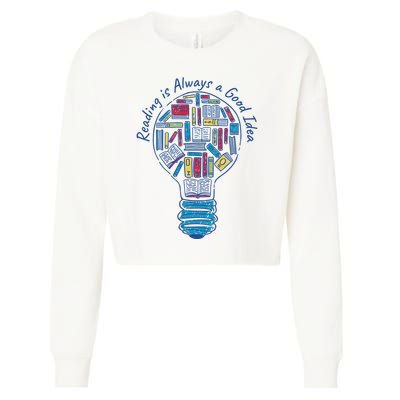 Reading Is Always A Good Idea Lightbulb Cropped Pullover Crew
