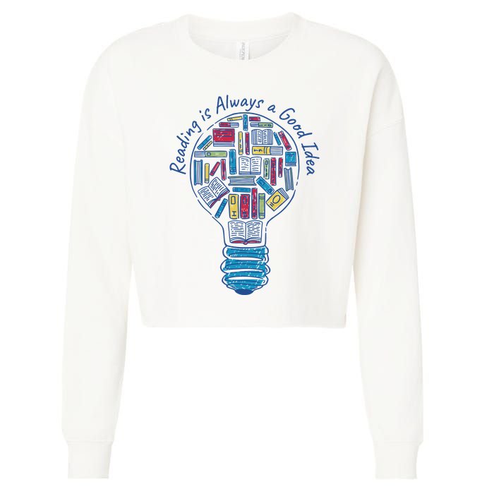 Reading Is Always A Good Idea Lightbulb Cropped Pullover Crew