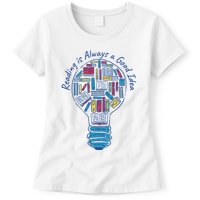 Reading Is Always A Good Idea Lightbulb Womens T-Shirt