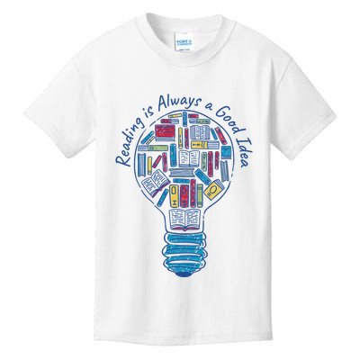 Reading Is Always A Good Idea Lightbulb Kids T-Shirt