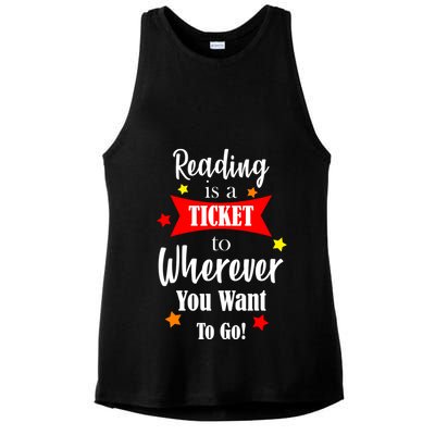 Reading Is A Ticket To Where Ever You Want To Go Ladies PosiCharge Tri-Blend Wicking Tank