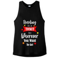 Reading Is A Ticket To Where Ever You Want To Go Ladies PosiCharge Tri-Blend Wicking Tank