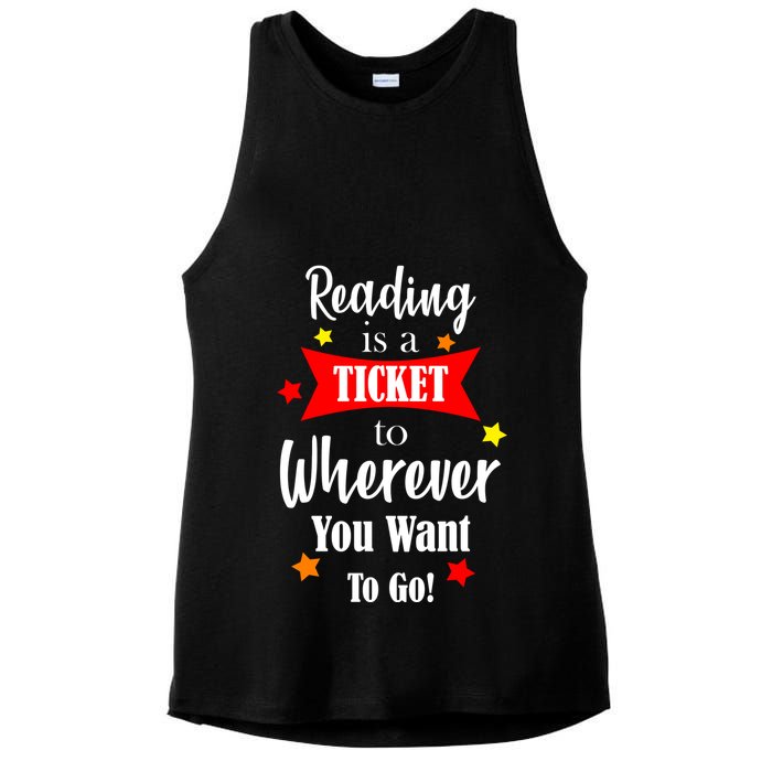 Reading Is A Ticket To Where Ever You Want To Go Ladies PosiCharge Tri-Blend Wicking Tank