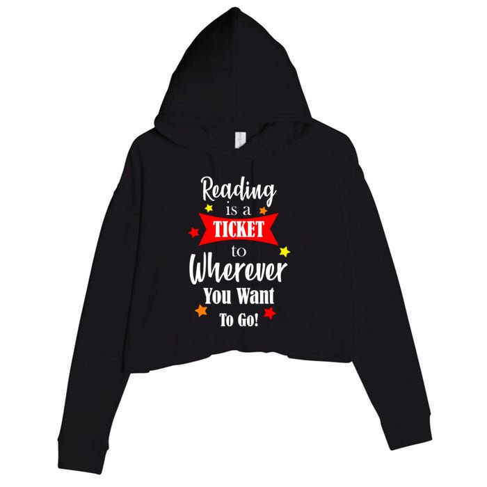 Reading Is A Ticket To Where Ever You Want To Go Crop Fleece Hoodie
