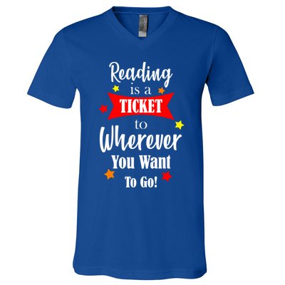 Reading Is A Ticket To Where Ever You Want To Go V-Neck T-Shirt