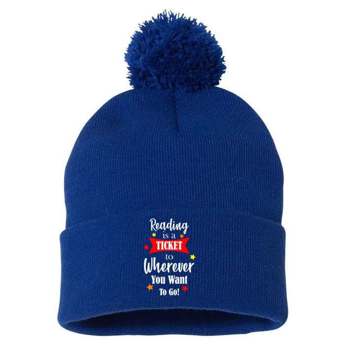 Reading Is A Ticket To Where Ever You Want To Go Pom Pom 12in Knit Beanie