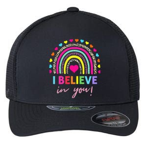 Rainbow I Believe In You Teacher Testing Day Gifts Flexfit Unipanel Trucker Cap