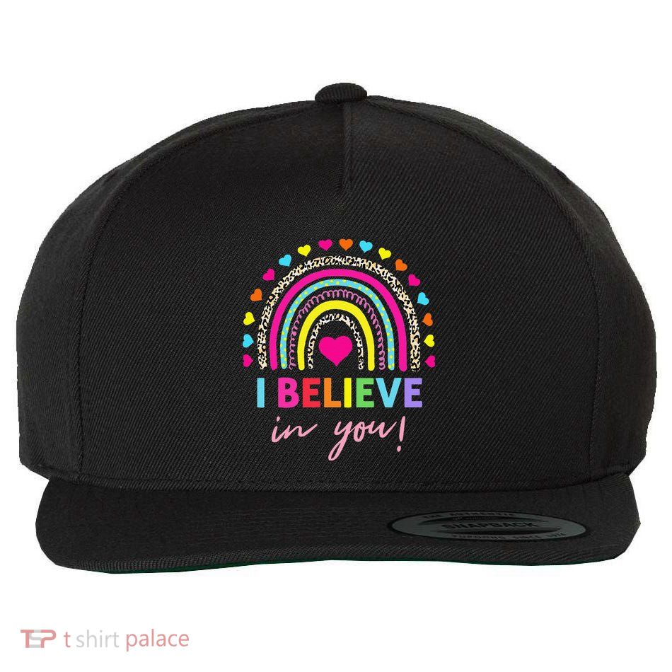 Rainbow I Believe In You Teacher Testing Day Gifts Wool Snapback Cap