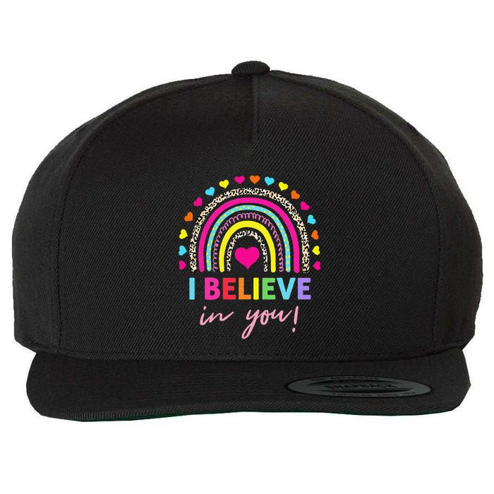 Rainbow I Believe In You Teacher Testing Day Gifts Wool Snapback Cap