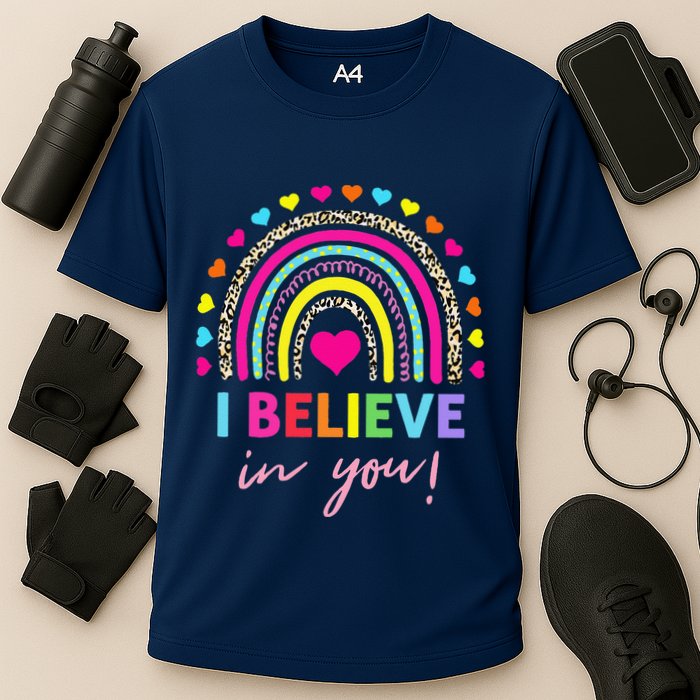 Rainbow I Believe In You Teacher Testing Day Gifts Cooling Performance Crew T-Shirt