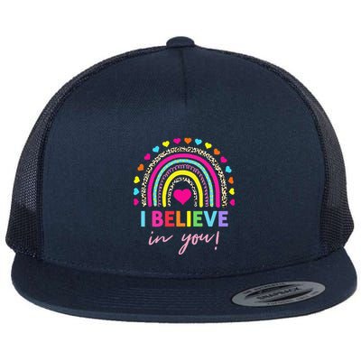 Rainbow I Believe In You Teacher Testing Day Gifts Flatbill Hat