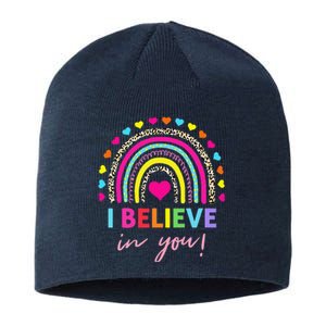 Rainbow I Believe In You Teacher Testing Day Gifts Sustainable Beanie