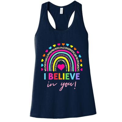 Rainbow I Believe In You Teacher Testing Day Gifts Womens Tank Top