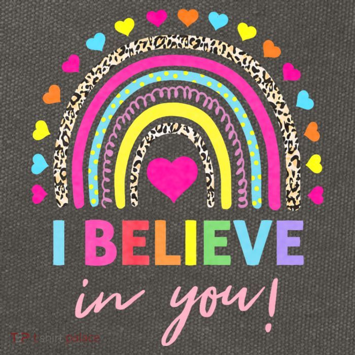 Rainbow I Believe In You Teacher Testing Day Gifts Cotton Canvas Backpack