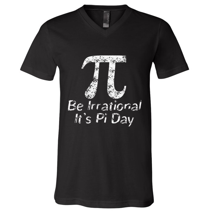 Retro Irrational But Well Rounded Pi Day Celebration Math V-Neck T-Shirt