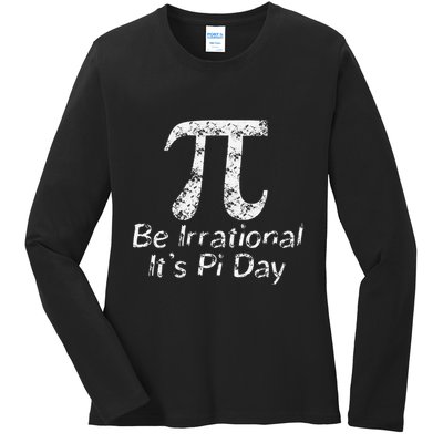 Retro Irrational But Well Rounded Pi Day Celebration Math Ladies Long Sleeve Shirt