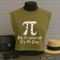 Retro Irrational But Well Rounded Pi Day Celebration Math Garment-Dyed Women's Muscle Tee