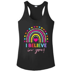 Rainbow I Believe In You Teacher Testing Day Gifts Ladies PosiCharge Competitor Racerback Tank