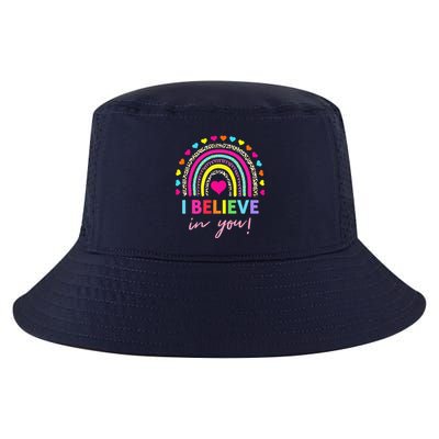 Rainbow I Believe In You Teacher Testing Day Gifts Cool Comfort Performance Bucket Hat
