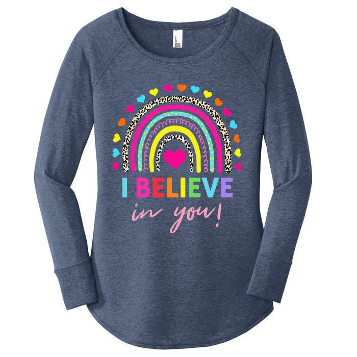 Rainbow I Believe In You Teacher Testing Day Gifts Women's Perfect Tri Tunic Long Sleeve Shirt