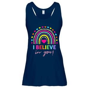 Rainbow I Believe In You Teacher Testing Day Gifts Ladies Essential Flowy Tank