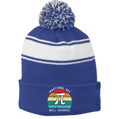 Retro Irrational But Well Rounded Pi Day Stripe Pom Pom Beanie