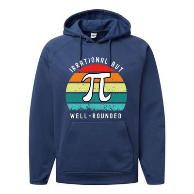 Retro Irrational But Well Rounded Pi Day Performance Fleece Hoodie