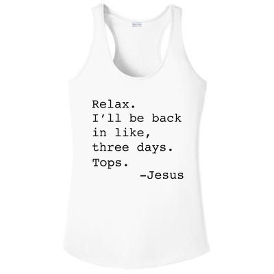 Relax ILl Be Back Jesus Ladies PosiCharge Competitor Racerback Tank