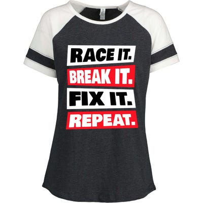 Race It Break It Fix It Repeat Enza Ladies Jersey Colorblock Tee