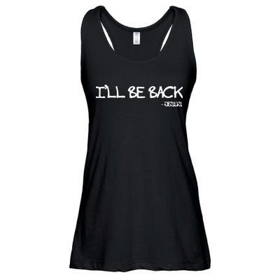 Religious I'll Be Back Jesus Funny Christian Ladies Essential Flowy Tank