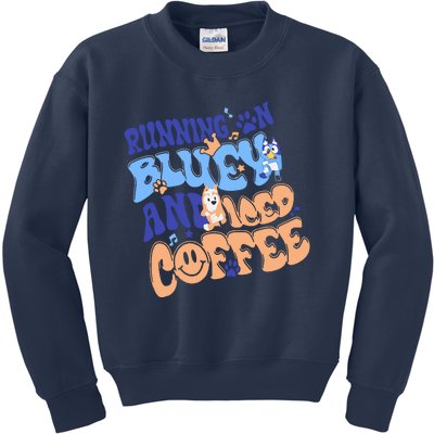 Running In Blue And Iced Coffee Kids Sweatshirt