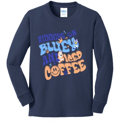 Running In Blue And Iced Coffee Kids Long Sleeve Shirt